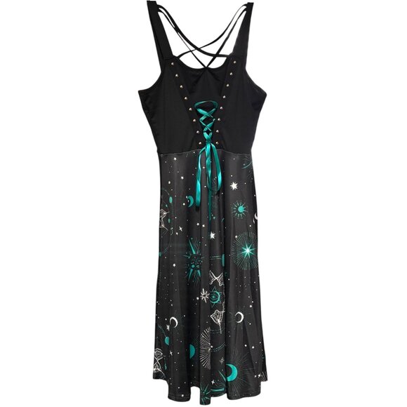 Tik Tok Trend Sun Moon Unity Emo Gothic Witchy Boho Sleeveless Dress Women S NWT - Picture 3 of 11